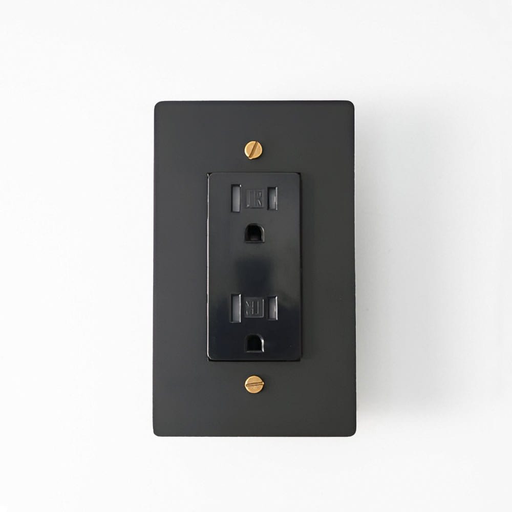 Residence Supply Night Black with Brass / 15A Socket Brass US Outlet (1-Gang)