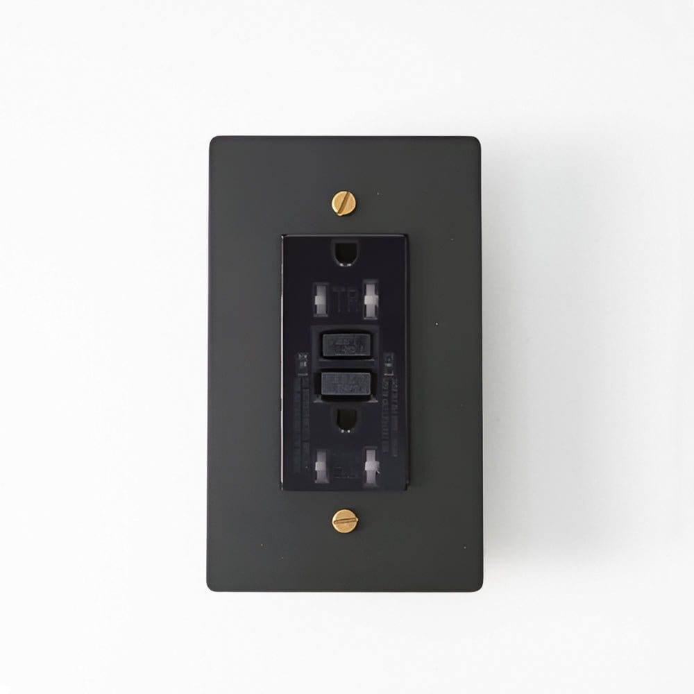 Residence Supply Night Black with Brass / 15A GFCI Socket Brass US Outlet (1-Gang)