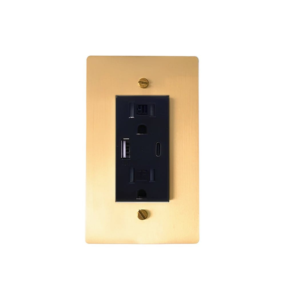 Residence Supply Brass / 15A USB + Type C Socket Brass US Outlet (1-Gang)
