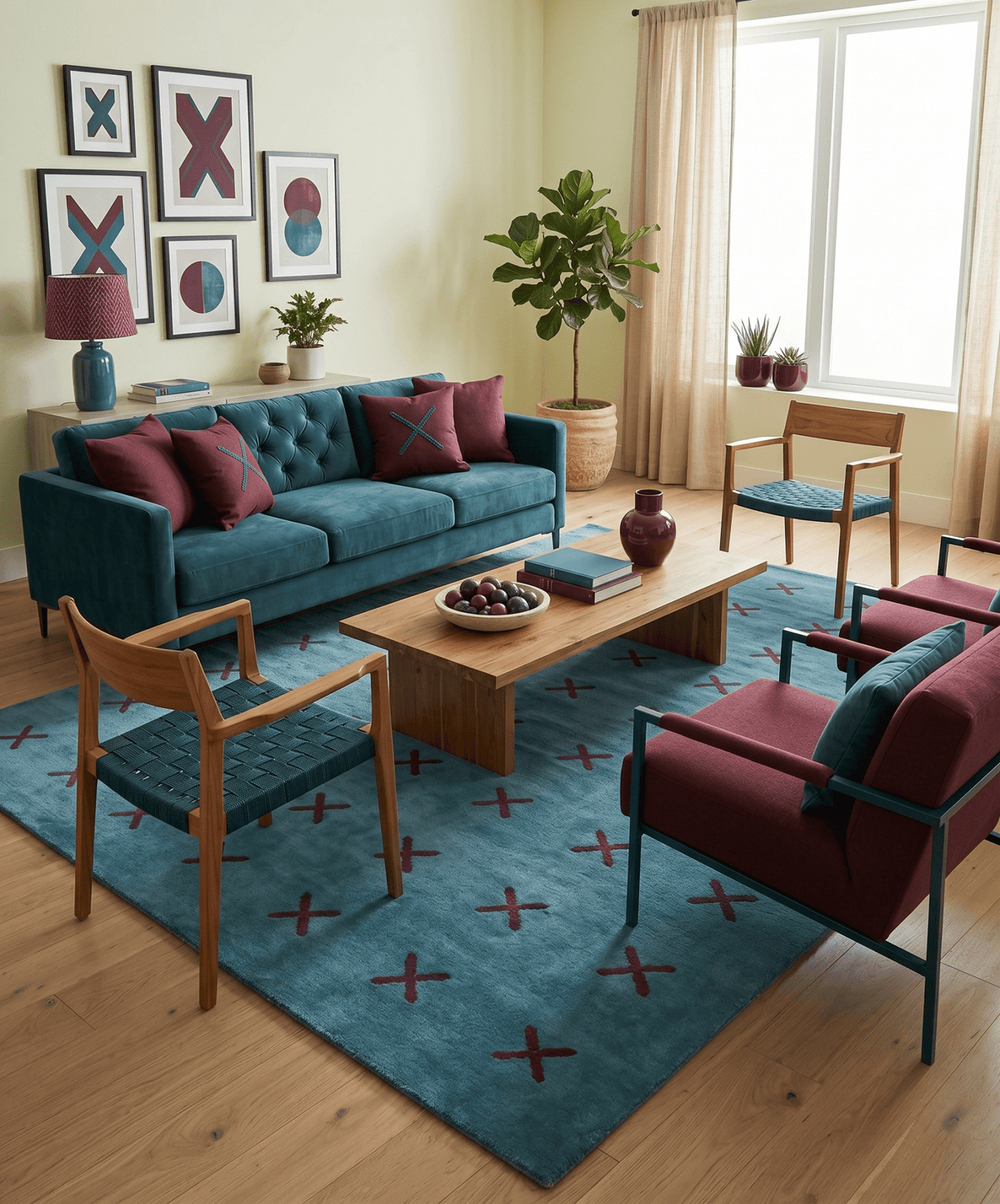 Brisk Custom Made Contemporary Design Blue Hand Knotted Wool Rug.