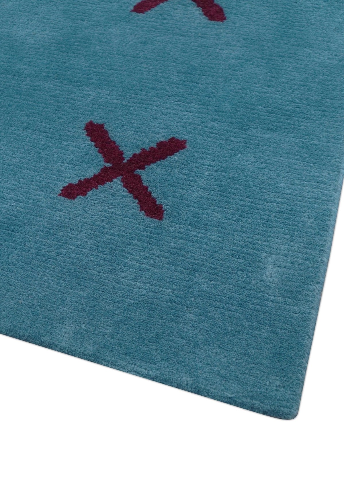 Brisk Custom Made Contemporary Design Blue Hand Knotted Wool Rug.