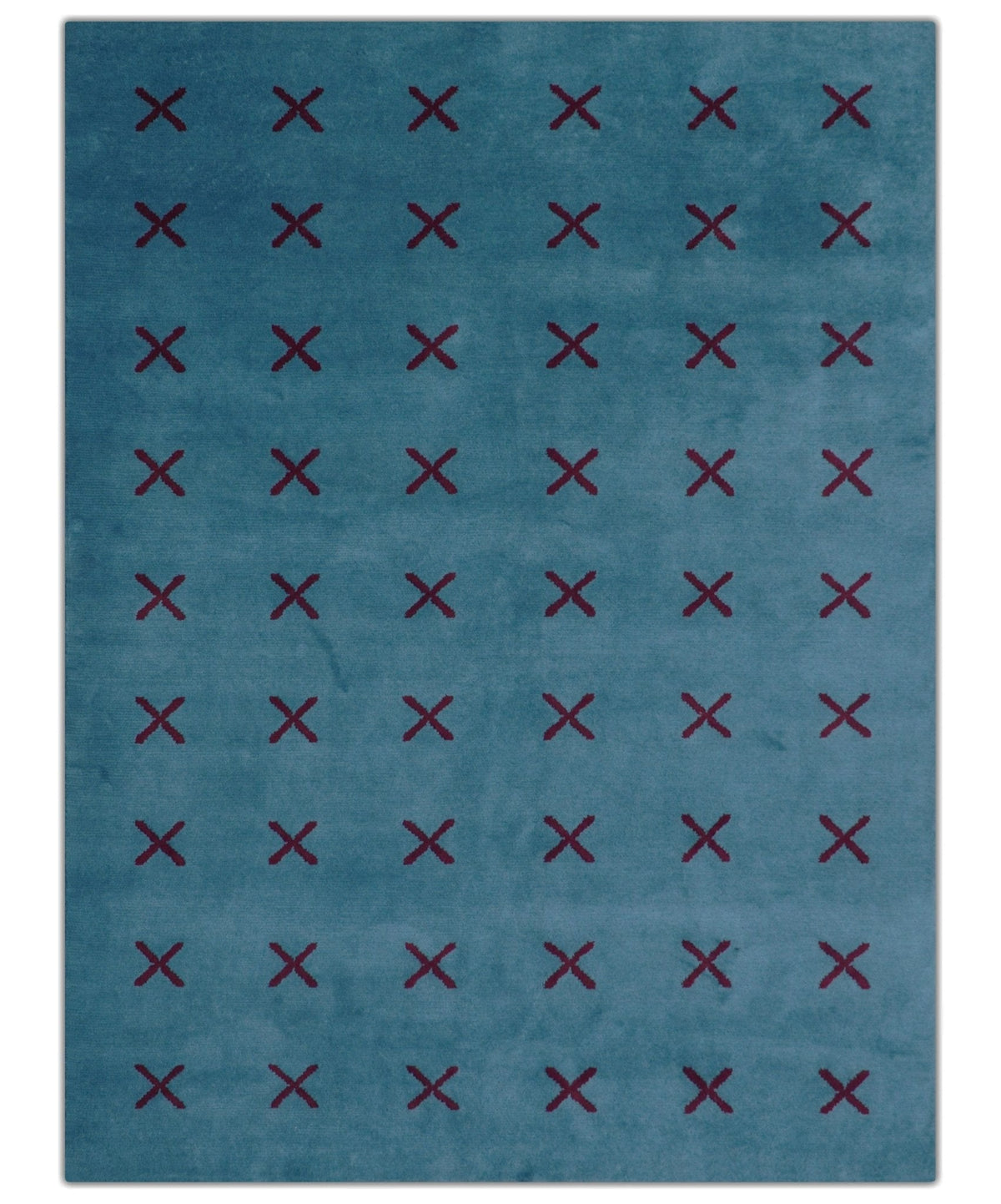 Brisk Custom Made Contemporary Design Blue Hand Knotted Wool Rug.