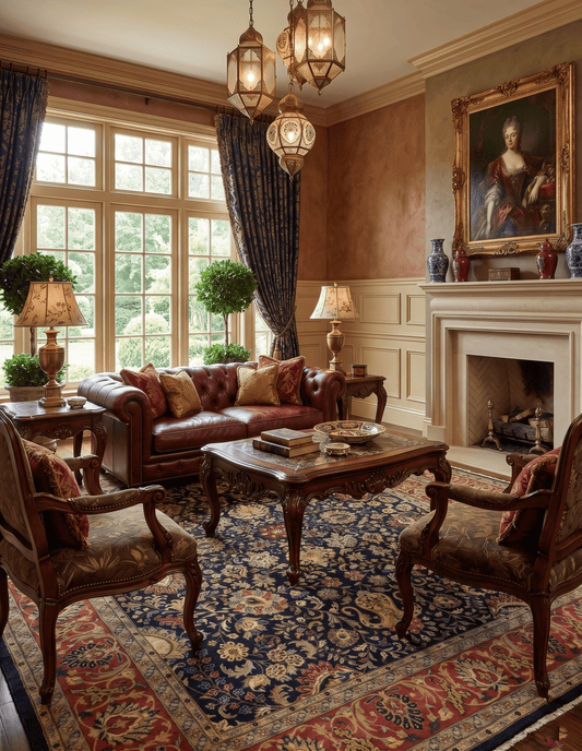 Brown and Black Traditional Style Hand Knotted Wool Area Rug.