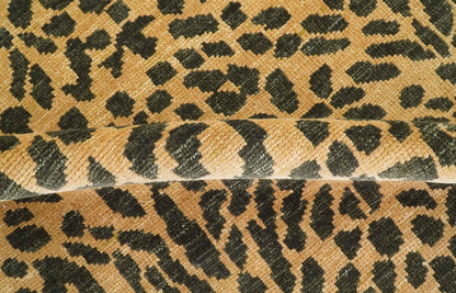 Golden-Brown and Charcoal Modern leopard Design Hand knotted multi Size wool area rug.