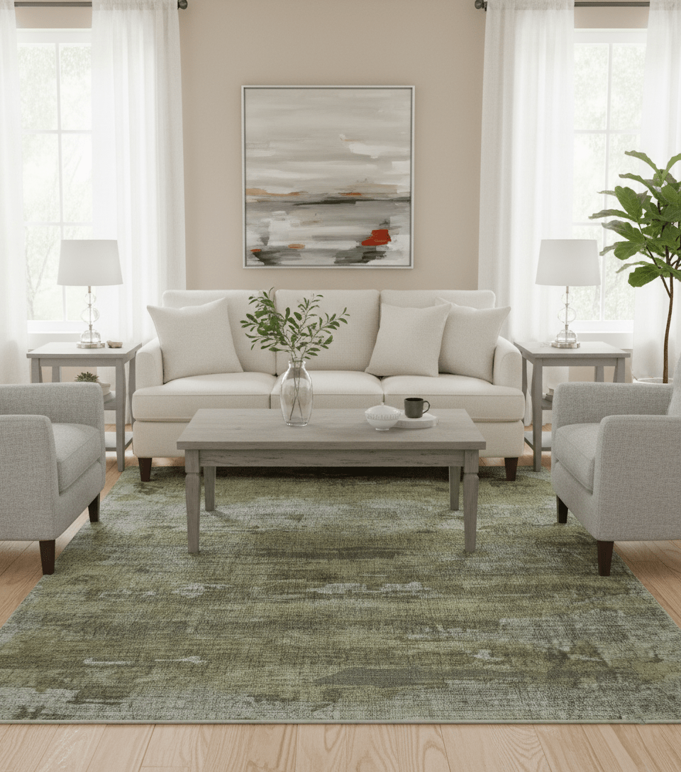 Brown And Silver Abstract Design Hand Knotted Custom Made wool rug.
