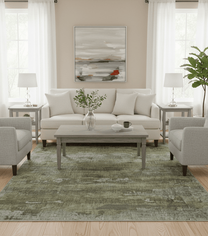 Brown And Silver Abstract Design Hand Knotted Custom Made wool rug.