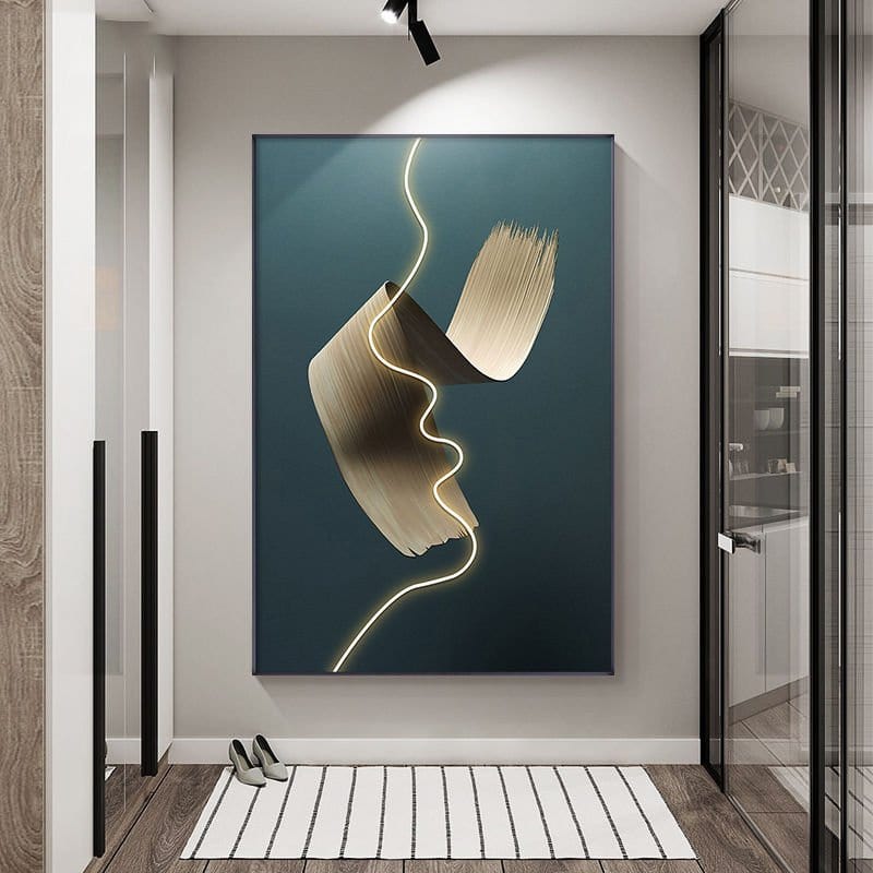 Residence Supply Deep Sea / Black Frame / 20" x 32" (50cm x 100cm) Brush Stroke Illuminated Art
