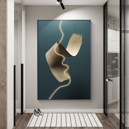 Residence Supply Deep Sea / Black Frame / 20" x 32" (50cm x 100cm) Brush Stroke Illuminated Art