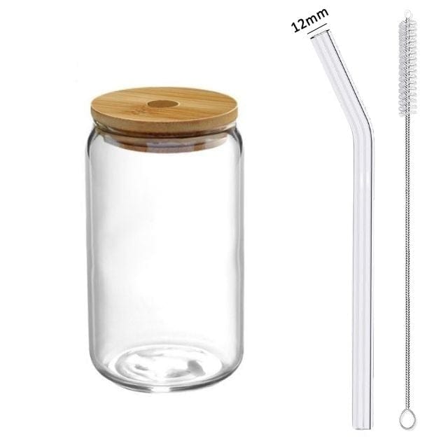 Kanyon Shop 1 cup / 13oz Bubble Glass Cup With Lid and Straw