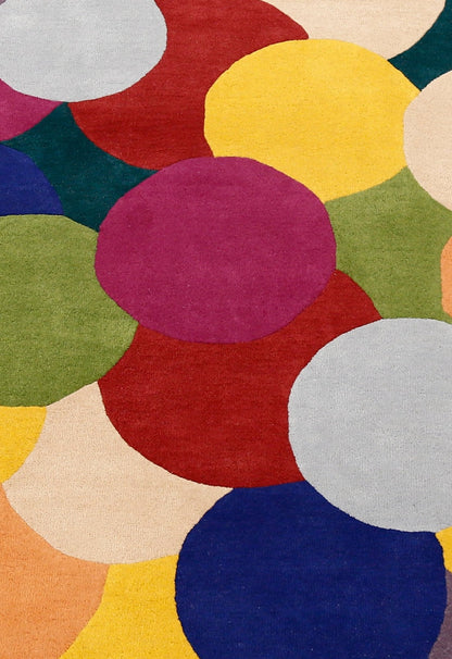 Bubbles Modern Style Multicolor Hand tufted Wool Area Rug.
