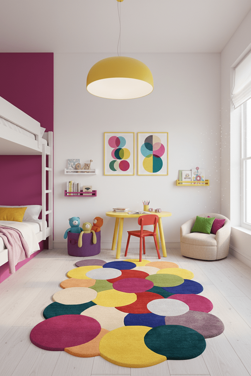 Bubbles Modern Style Multicolor Hand tufted Wool Area Rug.