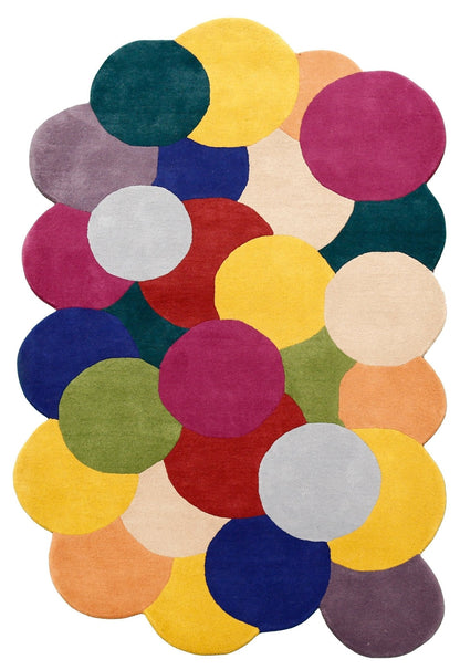 Bubbles Modern Style Multicolor Hand tufted Wool Area Rug.