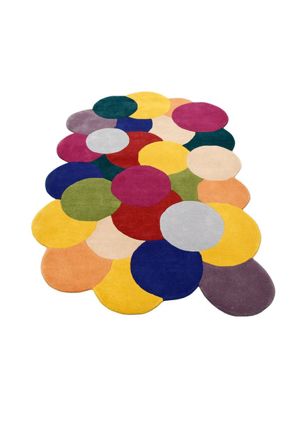 Bubbles Modern Style Multicolor Hand tufted Wool Area Rug.