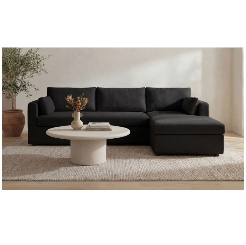Burrow Sleeper Sectional With Storage Chaise Black Right