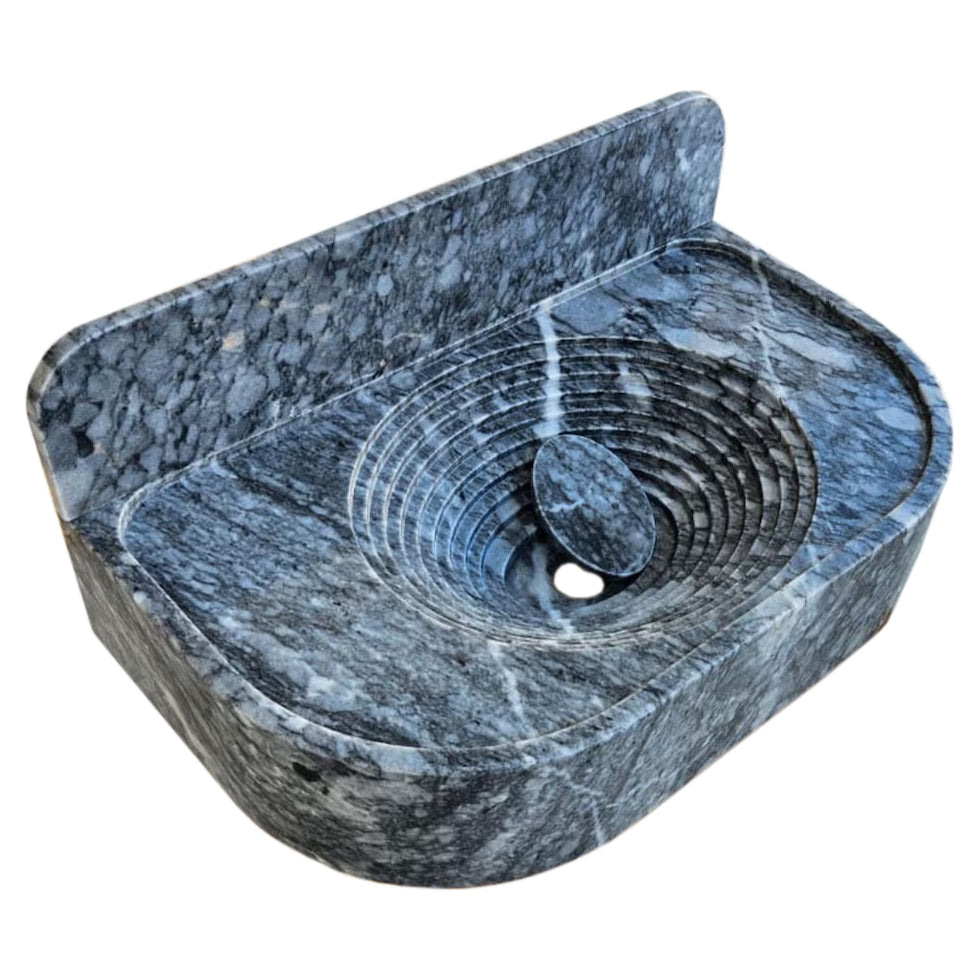 Bursa Gray Marble Wall-Mount Bathroom Sink with 6" Backsplash (W)16" (L)27" (H)6".