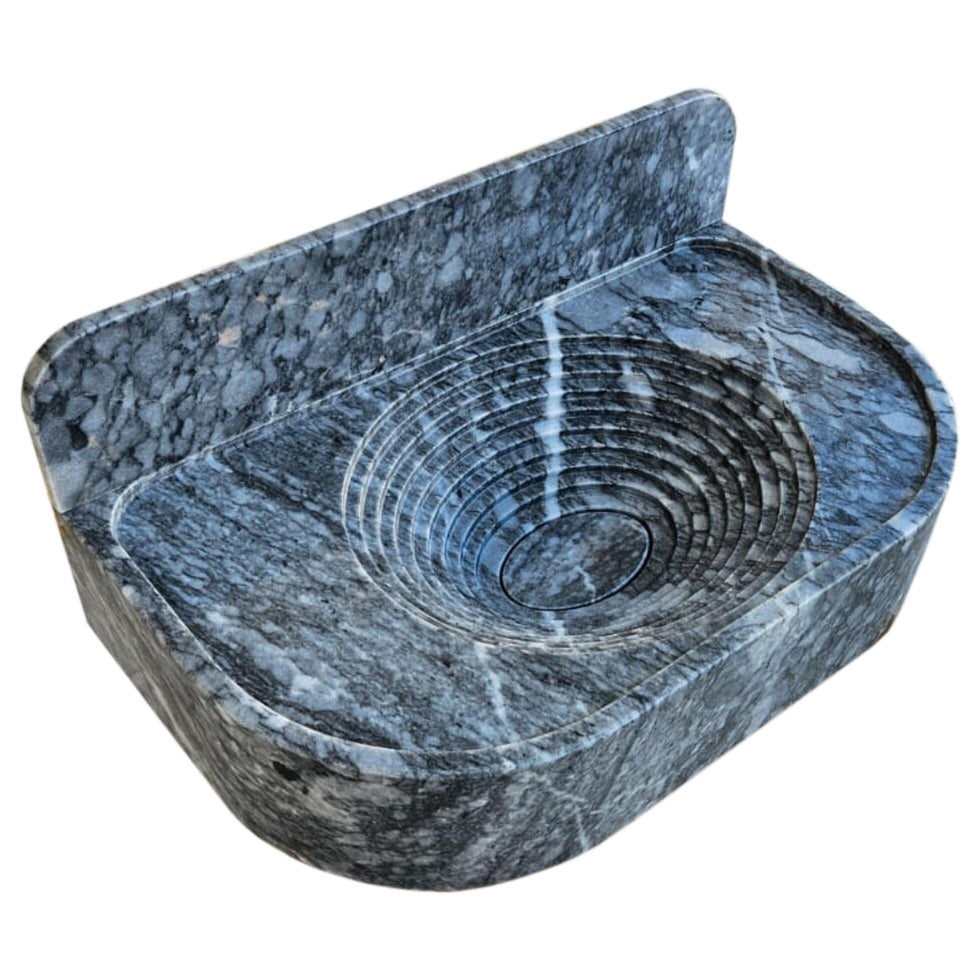 Bursa Gray Marble Wall-Mount Bathroom Sink with 6" Backsplash (W)16" (L)27" (H)6".