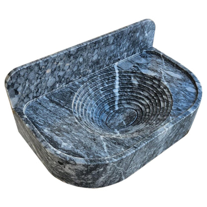 Bursa Gray Marble Wall-Mount Bathroom Sink with 6" Backsplash (W)16" (L)27" (H)6".
