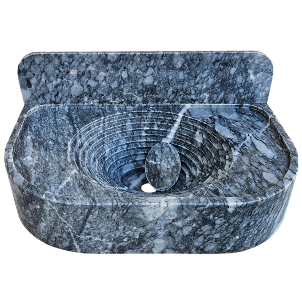 Bursa Gray Marble Wall-Mount Bathroom Sink with 6" Backsplash (W)16" (L)27" (H)6".