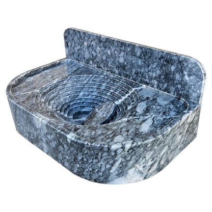Bursa Gray Marble Wall-Mount Bathroom Sink with 6" Backsplash (W)16" (L)27" (H)6".