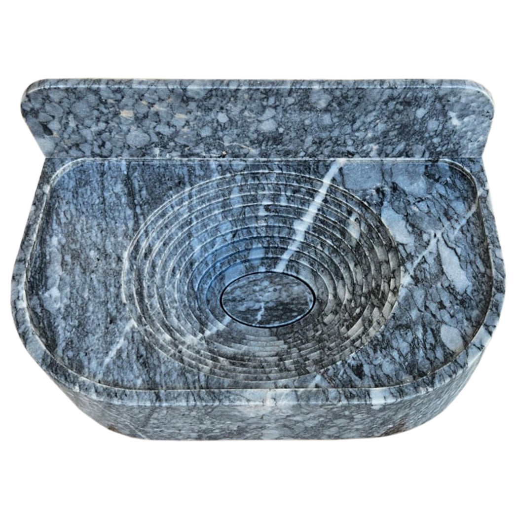 Bursa Gray Marble Wall-Mount Bathroom Sink with 6" Backsplash (W)16" (L)27" (H)6".