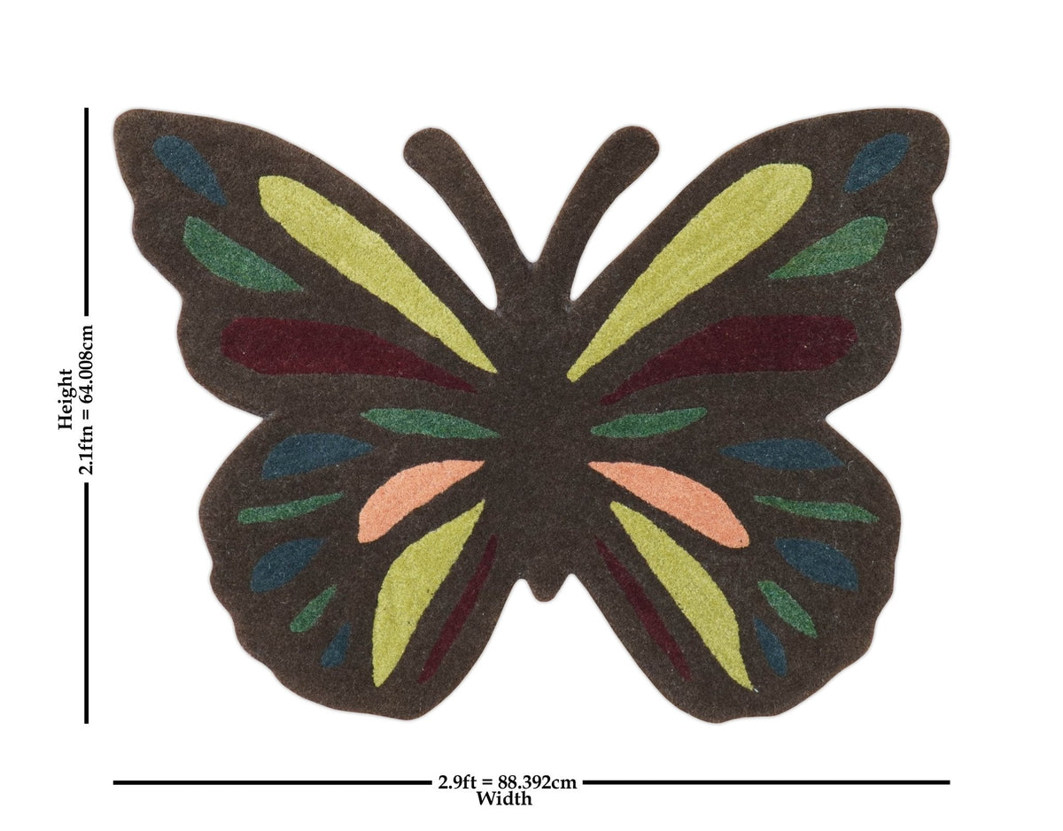 Butterfly Brown Hand Tufted 2x3 Wool Area Rug.
