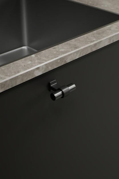 Black and Gun Metal "Bond" T-Bar Dual Finish Knob and Pulls