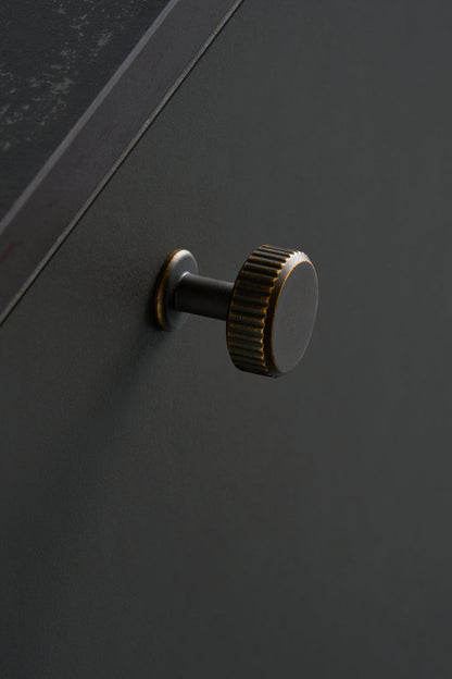 Dark Rubbed Bronze "Villa" Fluted Cabinet Knobs and Pulls