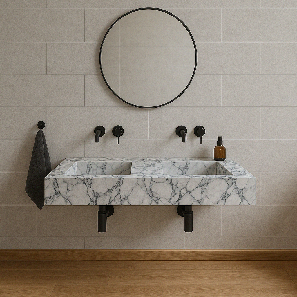 Calacatta Viola Marble Bathroom Double Sink Vanity (W)22" (L)67" (H)8".