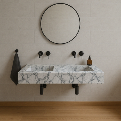Calacatta Viola Marble Bathroom Double Sink Vanity (W)22" (L)67" (H)8".