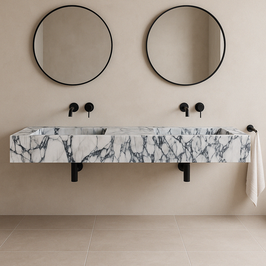 Calacatta Viola Marble Bathroom Double Sink Vanity (W)22" (L)67" (H)8".