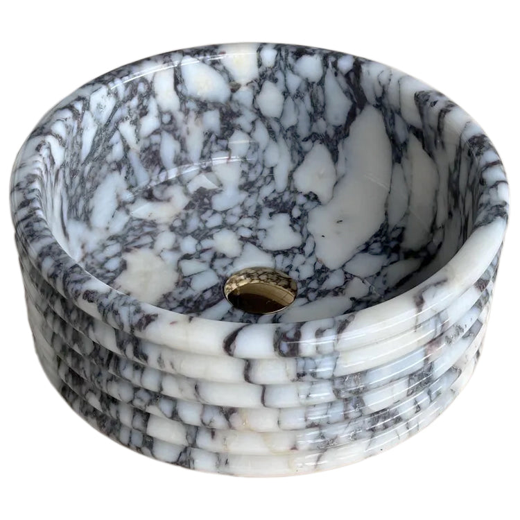 Calacatta Viola Marble Fluted Above-vanity Bathroom Sink Polished.