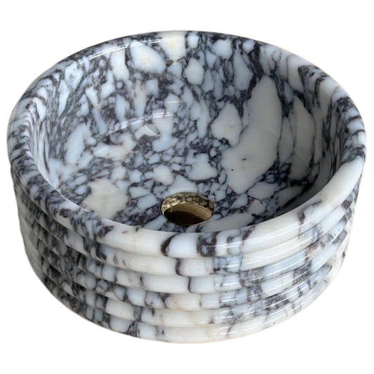 Calacatta Viola Marble Fluted Above-vanity Bathroom Sink Polished.