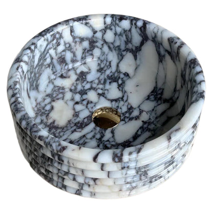 Calacatta Viola Marble Fluted Above-vanity Bathroom Sink Polished.