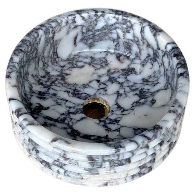 Calacatta Viola Marble Fluted Above-vanity Bathroom Sink Polished.