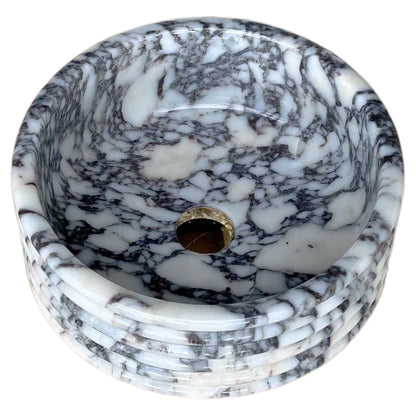 Calacatta Viola Marble Fluted Above-vanity Bathroom Sink Polished.