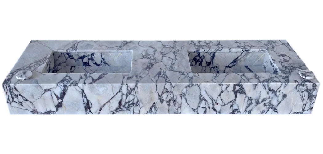 Calacatta Viola Marble Bathroom Double Sink Vanity (W)22" (L)67" (H)8".