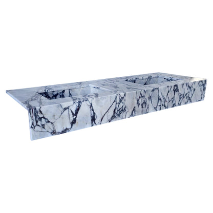 Calacatta Viola Marble Bathroom Double Sink Vanity (W)22" (L)67" (H)8".