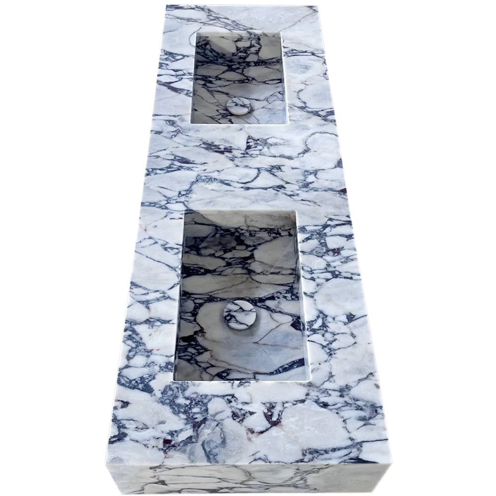 Calacatta Viola Marble Bathroom Double Sink Vanity (W)22" (L)67" (H)8".