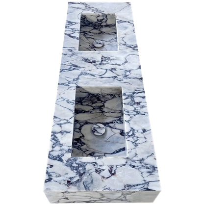 Calacatta Viola Marble Bathroom Double Sink Vanity (W)22" (L)67" (H)8".