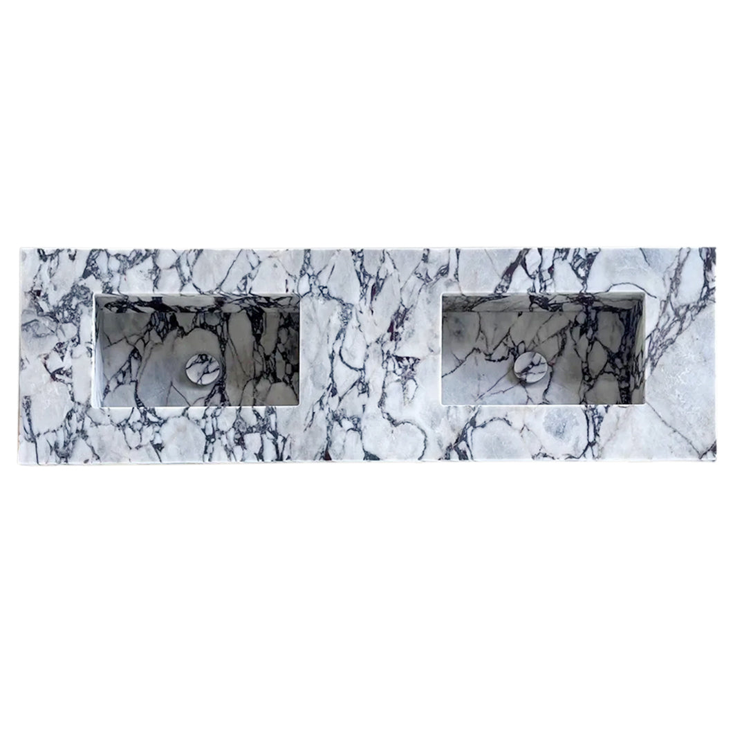 Calacatta Viola Marble Bathroom Double Sink Vanity (W)22" (L)67" (H)8".
