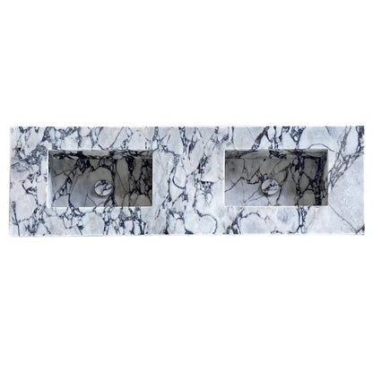 Calacatta Viola Marble Bathroom Double Sink Vanity (W)22" (L)67" (H)8".