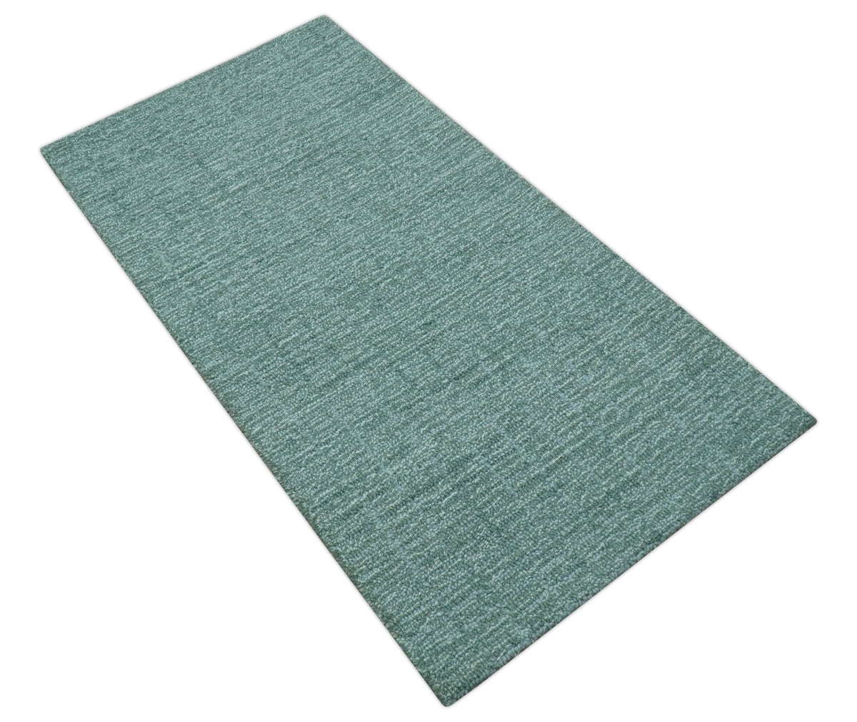 Cam Custom Made Modern Style Teal Hand Tufted Wool Rug.