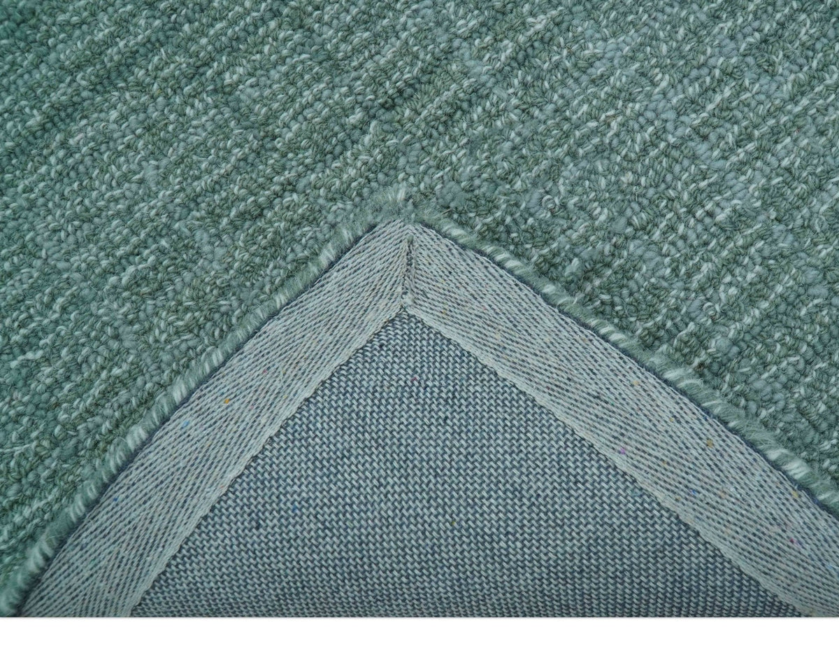 Cam Custom Made Modern Style Teal Hand Tufted Wool Rug.