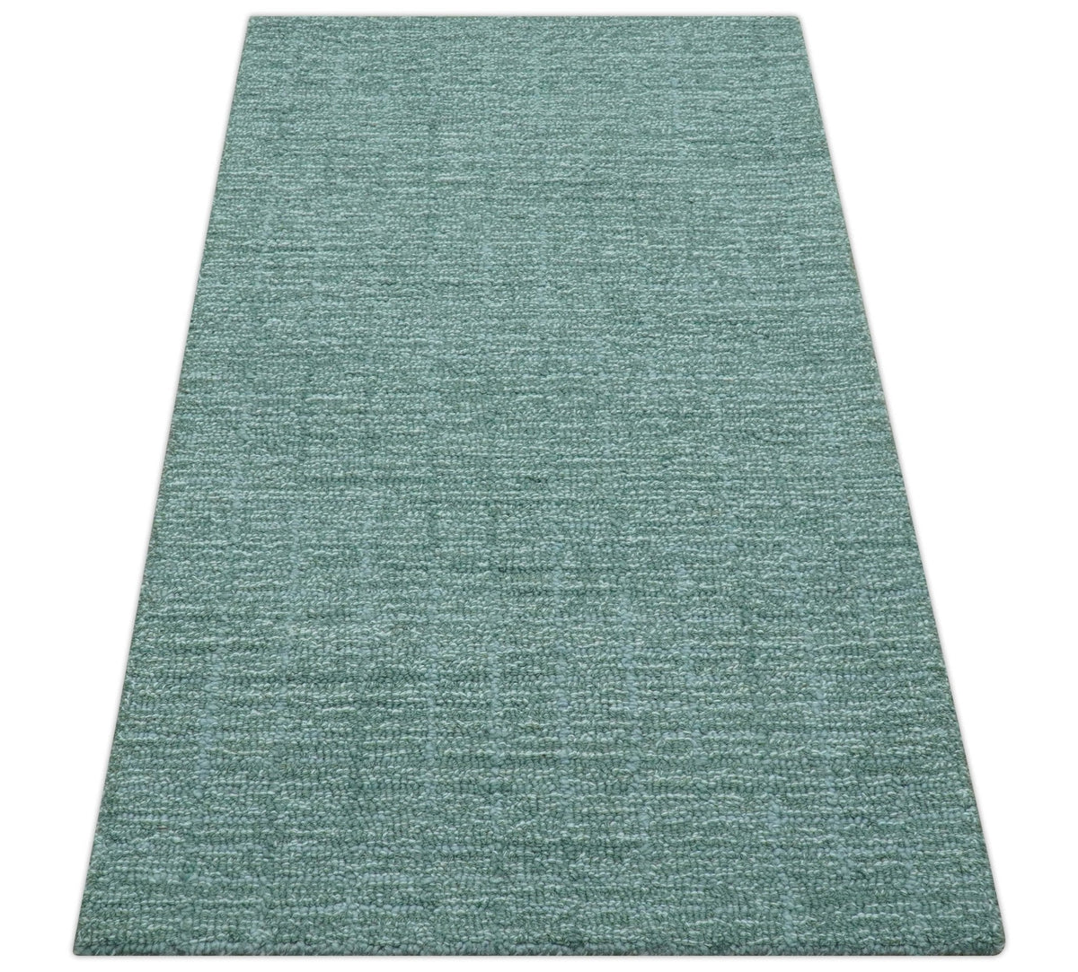 Cam Custom Made Modern Style Teal Hand Tufted Wool Rug.