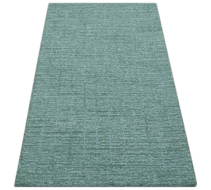 Cam Custom Made Modern Style Teal Hand Tufted Wool Rug.
