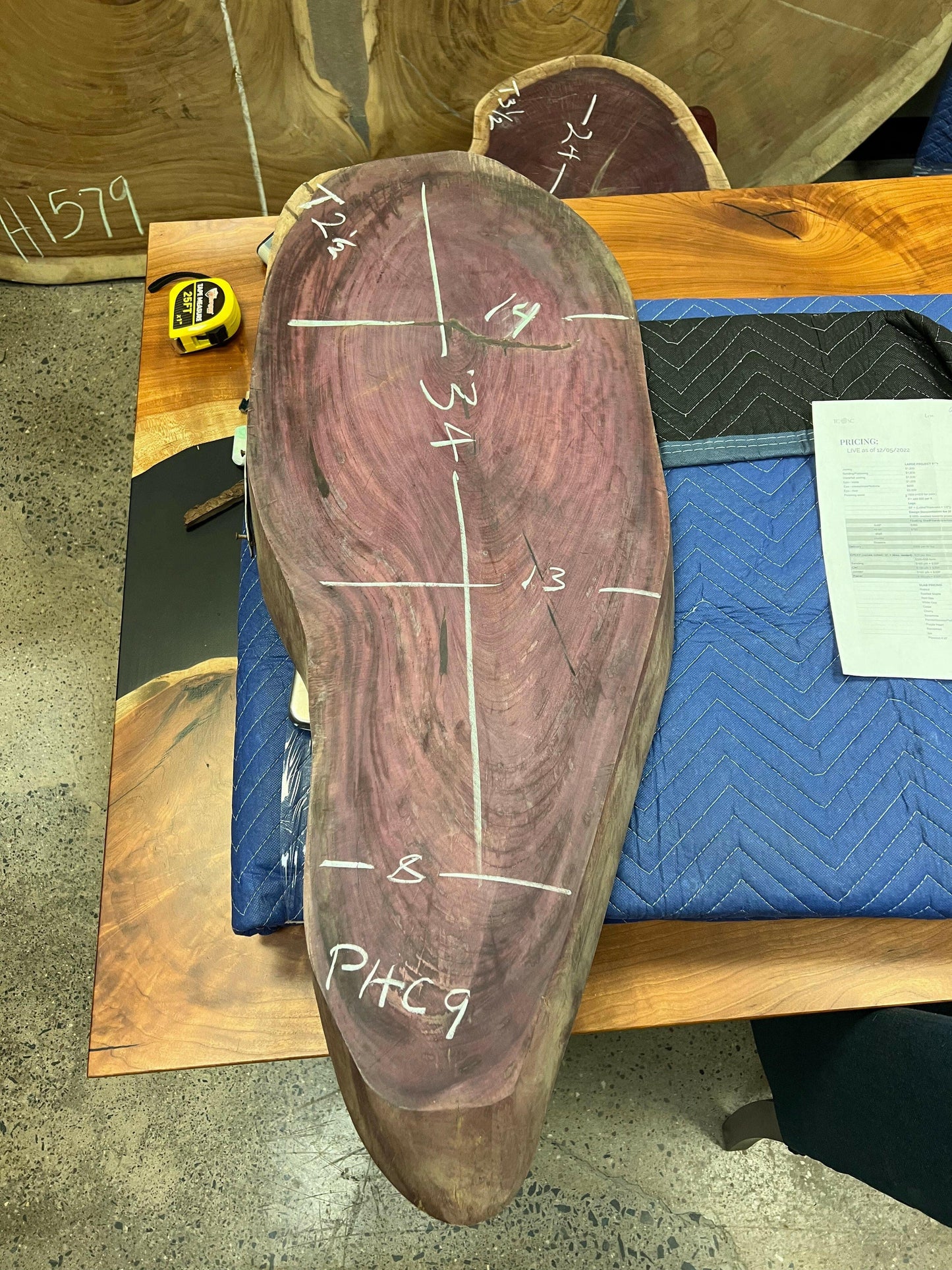 2.5" Thick Purple Heart Cross Cut Slab