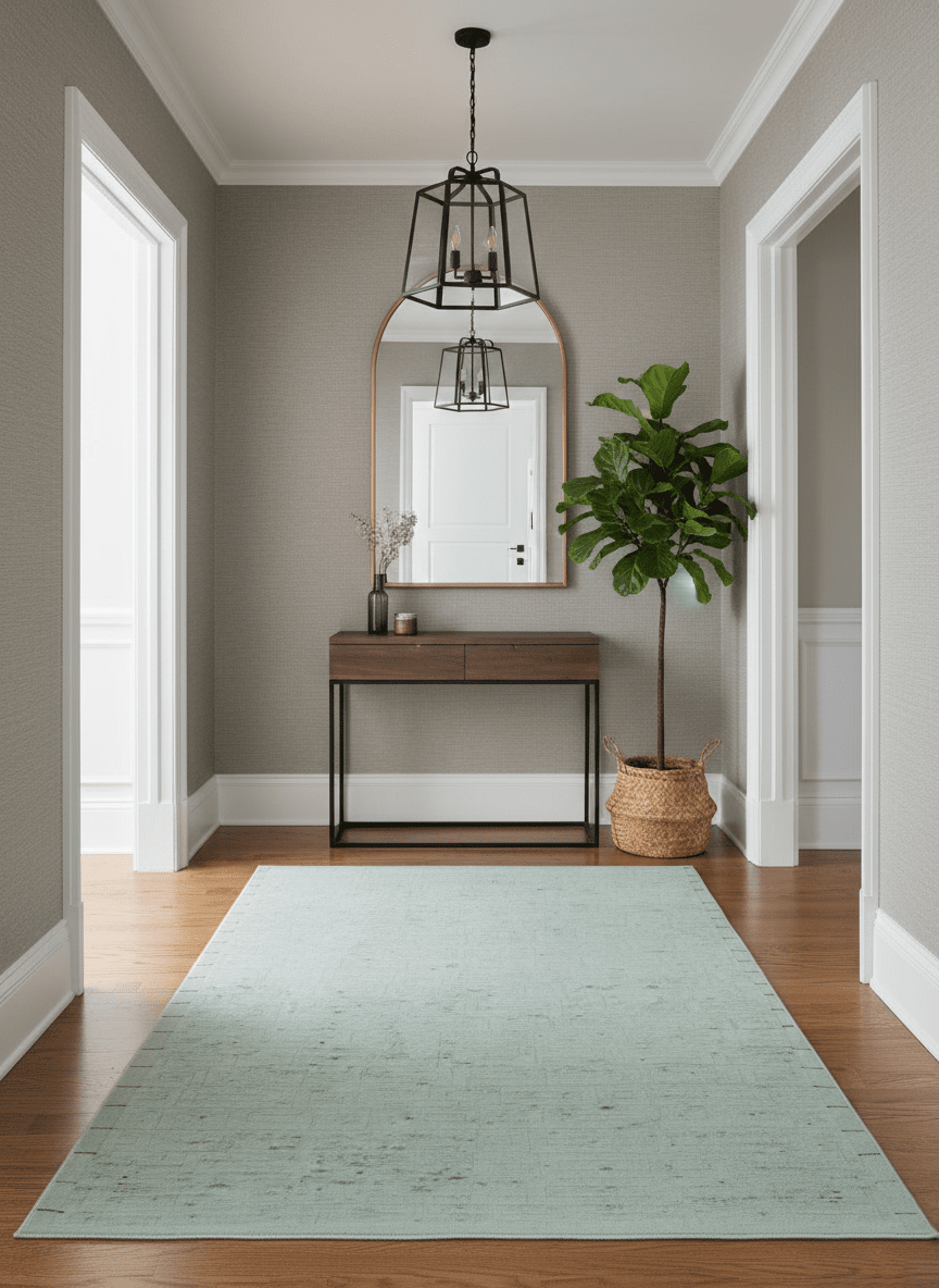 Carved Texture Modern Geometrical Design  Custom Made  Ivory and Light Blue Wool Area Rug.