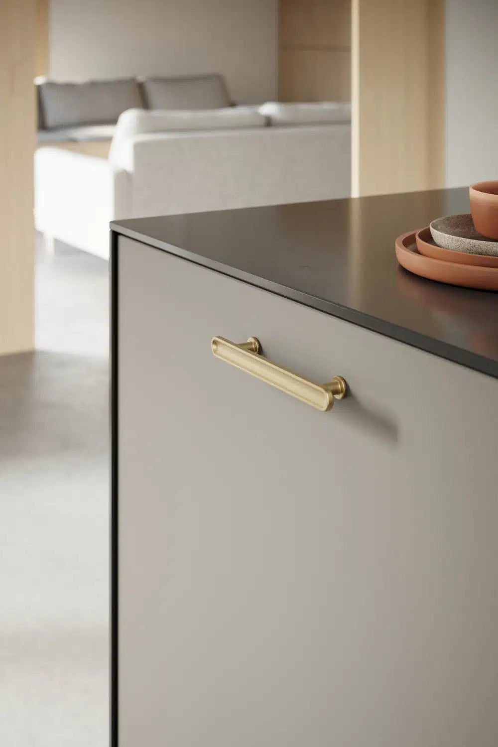 Dark Brushed Gold "Chateau" Cabinet Knobs and Drawer Pull.