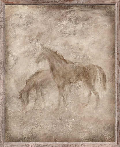 Animal Fresco, Horses framed canvas