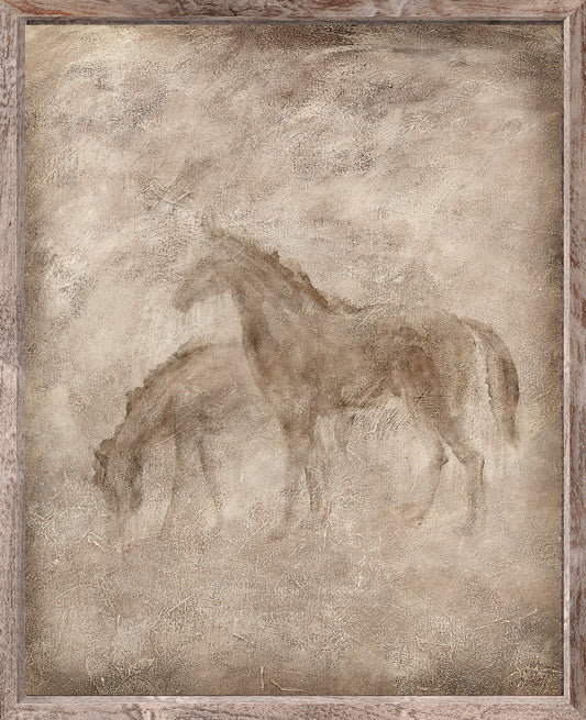 Animal Fresco, Horses framed canvas